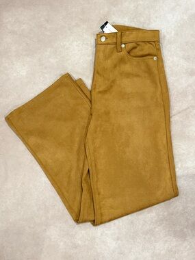 Banana Republic Women’s Ultra High Rise  Wide-Leg Suede Pants in Camel Size 28